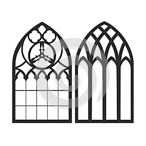 Gothic windows. Vintage frames. Church stained-glass windows