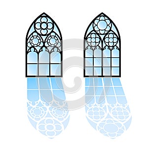 Gothic windows. Vintage frames. Church stained-glass windows