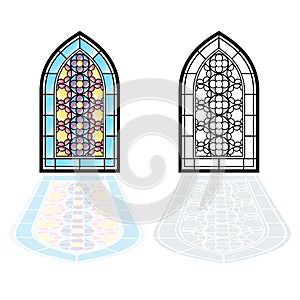 Gothic windows. Vintage frames. Church stained-glass windows