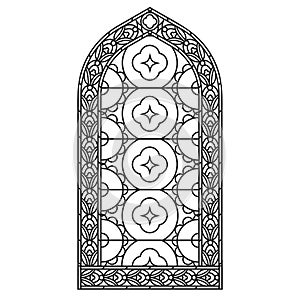 Gothic windows. Vintage frames. Church stained-glass windows