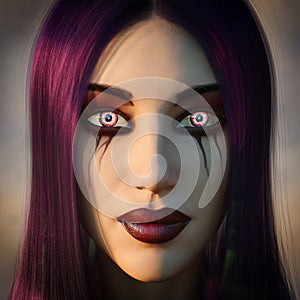 Gothic woman with fantasy eyes