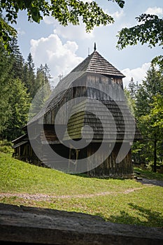 Gothic wooden church of St. Elizabeth from Zabrez in Zuberec, Slovakia