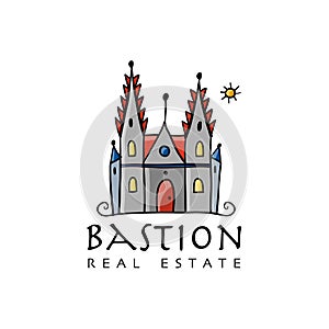 Gotic castle logo, sketch for your design