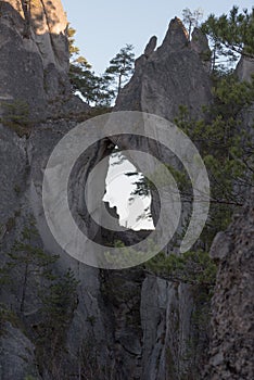 Goticka brana natural arch in Sulovske skaly mountains in Slovakia