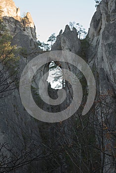 Goticka brana natural arch in Sulovske skaly mountains in Slovakia