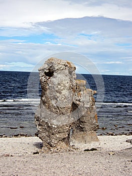 Gotland strange stone formations, rauks in faro, sweden