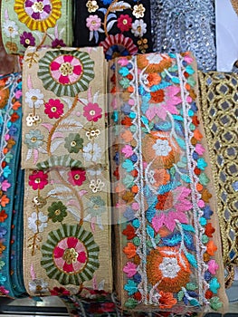 gotta lace in market,fancy colorful thread and zari jhalar roll lace