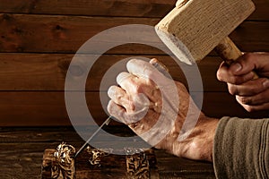 Gouge wood chisel carpenter tool hand hammer