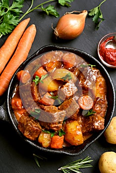 Goulash, beef stew, top view