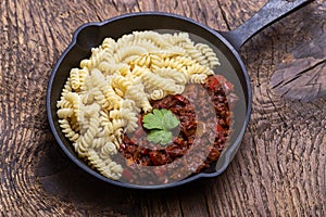 goulash with spirelli pasta