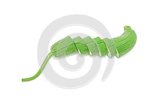 Gourd,  Luffa, Sponge gourd or Vegetable sponge and slice isolated on white background with clipping path.