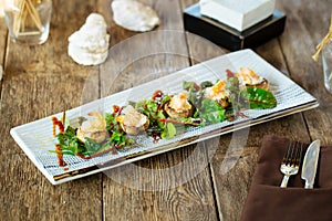 Gourmet appetizer shrimp stuffed mushroom caps