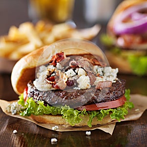 Gourmet bacon and bleu cheese burger