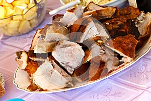 Gourmet - baked - grilled slices of suckling pig
