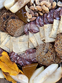 Gourmet Charcuterie Board Cheese, Slame Meats, Fruit, Nuts, Crackers