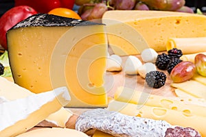 Gourmet Cheese Board with Cured Meat and Fruit