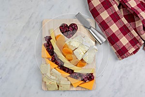 Gourmet cheese board with dried fuit