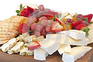 Gourmet cheese, fruit and bread platter