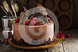 Gourmet chocolate cake with decorations
