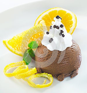 Gourmet chocolate icecream dessert