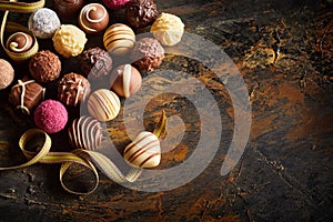 Gourmet chocolate Valentines still life