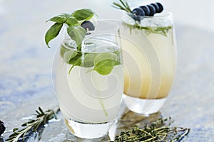 Gourmet cocktails with herbs and blueberries