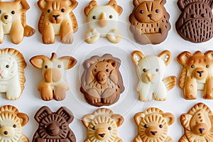 Gourmet cookies shaped like animals.