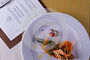 Gourmet course in a restaurant