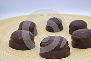 Gourmet Dark Chocolate Pralines on Plate