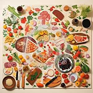 Gourmet Delights - Mouthwatering Jigsaw Puzzle of Delectable Food and Ingredients