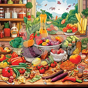 Gourmet Delights - Mouthwatering Jigsaw Puzzle of Delectable Food and Ingredients