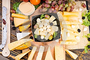 Gourmet display of different cheese