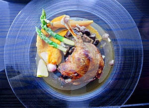 Gourmet duck dish, confit de canard. photo