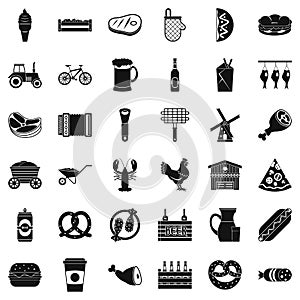 Gourmet food icons set, simple style