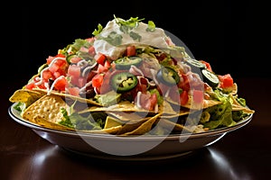 Gourmet food photography stunning close up of delicious cheese nachos with intricate details