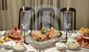 Gourmet food, table,cold cuts photo