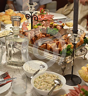 Gourmet food, table,cold cuts photo