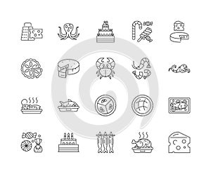 Gourmet foods line icons, signs, vector set, outline illustration concept