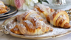 Gourmet Fresh Croissants on Elegant Breakfast Table Setting