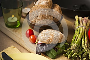 Gourmet Healthy Food with Bread and Veggies