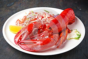 Gourmet lobster dinner. Italian restaurant. Menu.