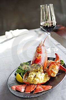 Gourmet lobster dinner at the restaurant