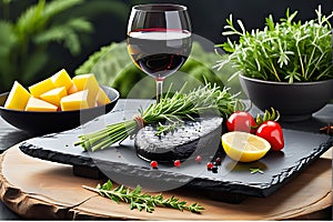 Gourmet Meal Served on a Pristine White Plate - Meticulously Arranged Cuisine, Masterfully Cooked Salmon Delight photo