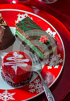 Gourmet pastries on a holiday plate