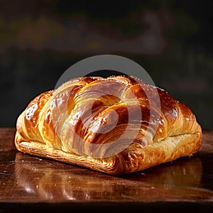 Gourmet pastry Dark background showcases delicious brioche, perfect for text