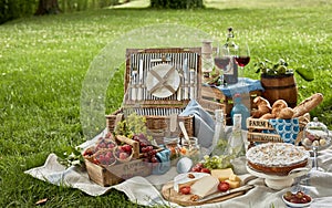 Gourmet picnic lunch in a park