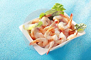 Gourmet pink prawn or shrimp tails
