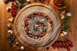 Gourmet pizza with fresh toppings photo