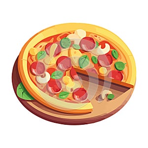 Gourmet pizza meal with fresh vegetables and meat