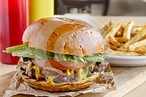 Gourmet Pub Hamburger and Fries